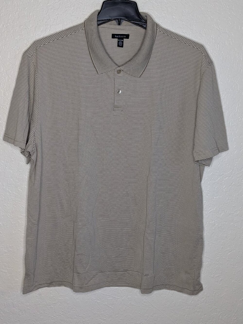 Van Heusen* Men's Short Sleeve 2 Button Down Pullover Stripe Polo Shirt~Size XXL